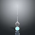 Decorative Daily Life Pendant With Silver Chain And Blue Round Charm Design
