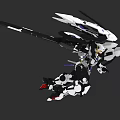 Futuristic Mech Game Movie Character with White Black Armor Winged Design and Long Sword