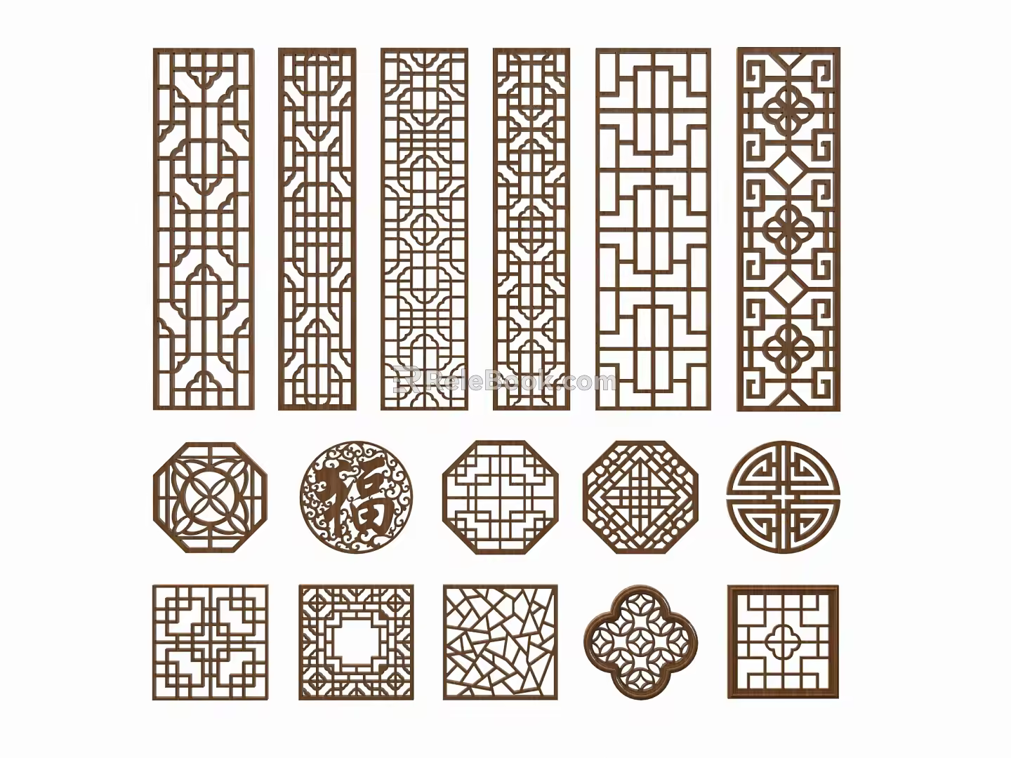 New Chinese Style Pattern Window Antique Window Carved 3d model