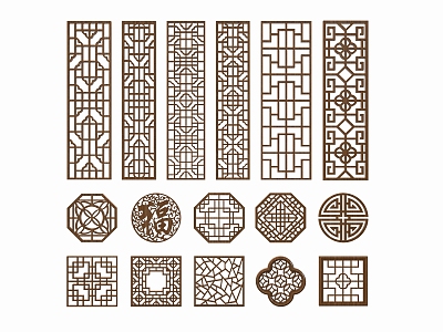 New Chinese Style Pattern Window Antique Window Carved 3d model