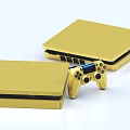 Sleek Gold PlayStation Console Design With Two Units And Wireless Gaming Controller 3d model
