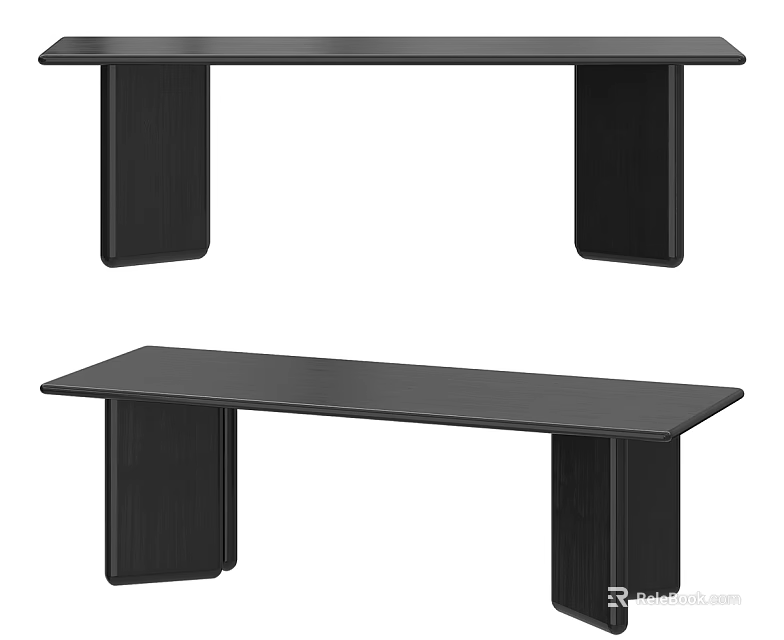 Modern Black Dining Table With Minimalist Design And Sturdy Legs 3d model