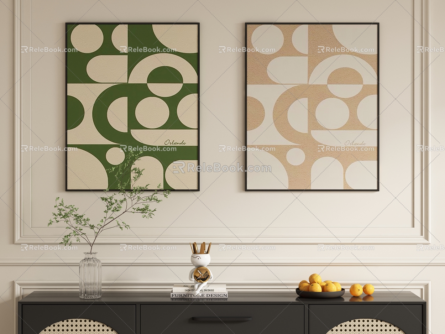 Modern Abstract Decorative Painting Hanging Painting 3d model