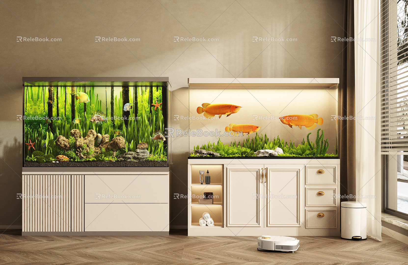 Modern Fish Tank Fish Tank Aquarium Combination 3d model