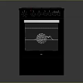 Modern Black Freestanding Oven With Multiple Burners Control Knobs And Glass Door 3d model
