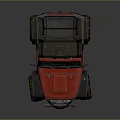 Red Open Top Off Road Vehicle With Big Tires And Jeep Style Design