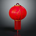 Traditional Red Chinese Lantern Furniture With Gold Patterns Chinese Characters And Hanging Tassel