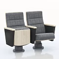 Two Modern Theater Seats With Wooden Backrest And Black Armrests