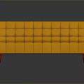 Vibrant Orange Tufted Sofa With Red Legs And Rectangular Design