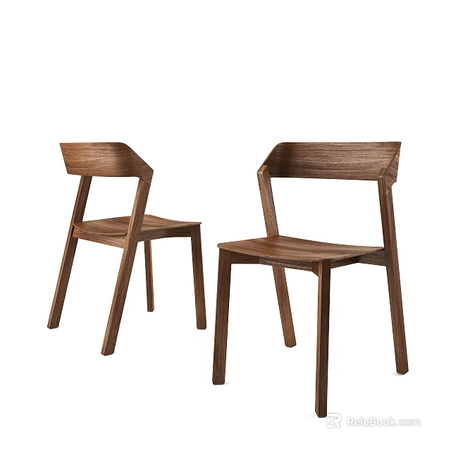 Modern Wooden Dining Chairs With Sleek Geometric Design And Sturdy Legs 3d model 