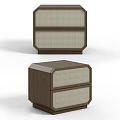 Modern Wooden Bedside Table With Woven Drawer Panels And Sleek Design