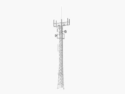 Industrial Equipment Telecommunication Tower With Tall Metal Frame And Signal Antennas 3d model