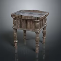 Vintage Wooden Side Table With Square Top Featuring Ornate Carved Legs 3d model