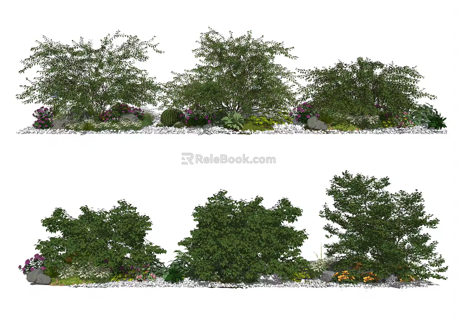 Modern Shrubs Dwarf Shrubs Flowers and Shrubs 3d model