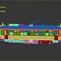 Vintage Tram Model With Green Beige Body And Roof Pantograph Detailed Design
