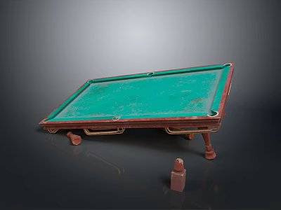 Classic Billiard Table With Green Felt Surface Wooden Frame And Chalk Holder 3d model