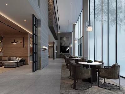 Modern Sales Office Interior With Spacious Layout Elegant Lighting And Comfortable Seating 3d model