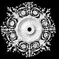 White Ornate Classical Ceiling Rose With Carved Floral Patterns And Central Hole 3d model