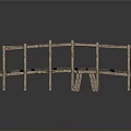 Rustic Wooden Bench And Stool Set With Frame And Planks Design