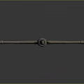 Shiny Metallic Double Edged Sword With Brown Leather Hilt And Decorative Guard