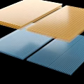 Modern Transparent Ribbed Wall Paneling in Yellow and Blue Colors