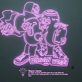 Pink Neon Lamp With Cartoon Characters And Urban Wear Text For Room Decoration