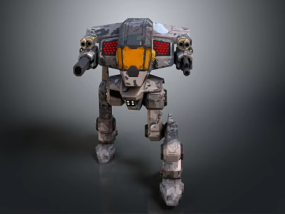 Combat Mech Robot Character From Game And Movie With Camouflage Armor And Weapons 3d model