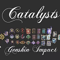 Genshin Impact Catalysts Weapons Collection With Various Elemental Designs And Icons