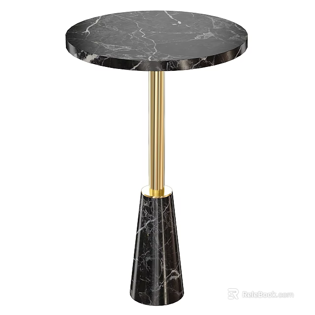 Elegant Modern Side Table With Black Marble Top And Gold Metal Stand Base 3d model