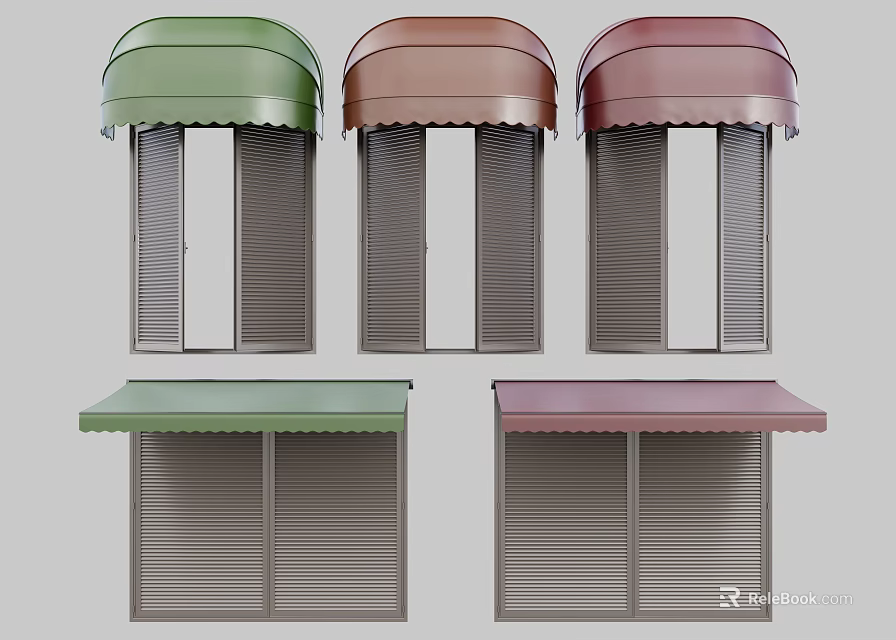 Colorful Outdoor Hardware Tools Featuring Awnings And Roller Shutters In Various Colors 3d model 