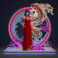 Traditional Chinese Style Photo Spot With Circular Neon Koi Fish And Purple Cloud Decorations