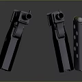 Double Black Metal Pistols With Shiny Surface And Tactical Grips On Dark Background