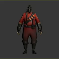 Game Movie Character Red Outfit Gas Mask Ammunition Belt 3D Model Standing Pose Detailed Design