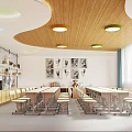 Modern School Art Classroom With Colorful Ceiling Lights 3d model