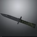 Tactical Combat Knife With Sharp Serrated Blade And Green Textured Military Handle Design