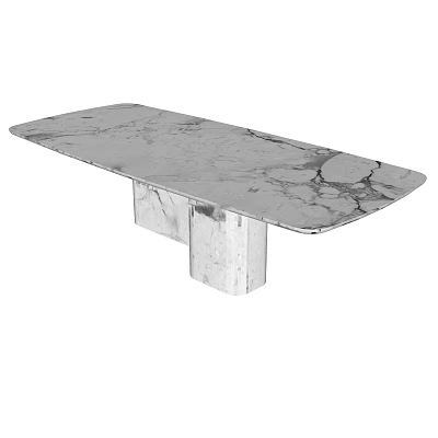 Modern Marble Dining Table With Rectangular Top And Sleek Block Base Design 3d model