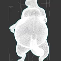Cute 3D Raccoon Character Model Holding Large White Ball in Standing Pose
