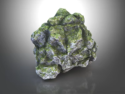Natural Green Moss Covered Stone Material With Rough Textured Surface Details 3d model