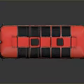 Red Vintage Bus With Black Roof And White Bottom Exterior Design