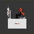 KUKA Industrial Robot As Role With Bionic Arm On White Display Platform Structure