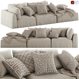 Three-seat sofa 3d model