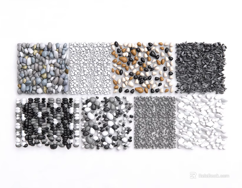 Natural Stone And Wood Material Samples With Various Textures And Colors 3d model