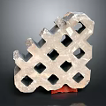Detailed Wood Stone Decorative Grille Featuring Square Holes And Intricate Geometric Design
