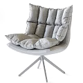 Brown Tufted Accent Chair With Plush Cushion And Black Metal Base