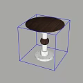Modern Round Top Side Table With Wooden Surface And Silver Metal Base Spherical Accent