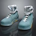 Light Blue High Top Shoes With White Laces And Vintage Casual Sports Design