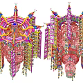 Colorful Chinese Traditional Lanterns Featuring Dragon Decorations Intricate Patterns And Tassel Details