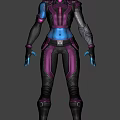 Game Movie Character Blue Skin Purple Black Combat Suit Full Body Design