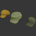 Three Different Styles of Hats in Yellow Houndstooth and Gray Colors