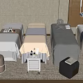 Serene SPA Salon Interior With Five Massage Beds Stools And Decorative Vases